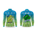 Camisa de Pesca Esportiva verde e Azul